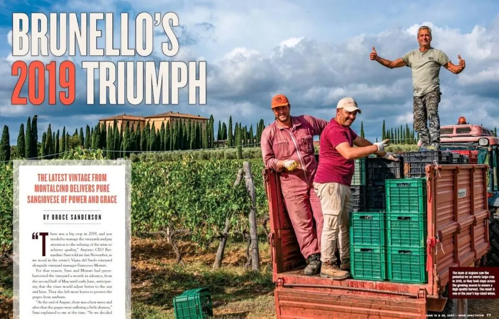 Il Brunello di Montalcino vola negli USA, +17% di vendite nel 1° quadrimestre Brunello s 2019 triumph cover Wine Spectator 1024x654 1