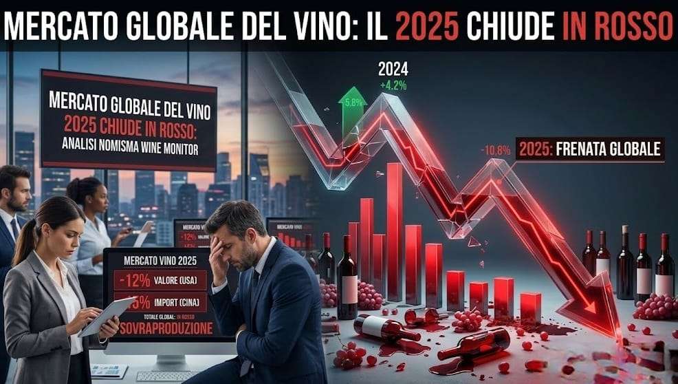 Mercato globale del vino: il 2025 chiude in rosso, l’opinionne di Cusumano, Lunelli e Frescobaldi mercato globale vino 2025